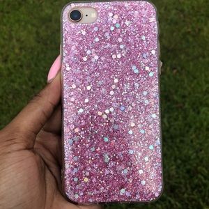 Pink glitter IPhone 8 case